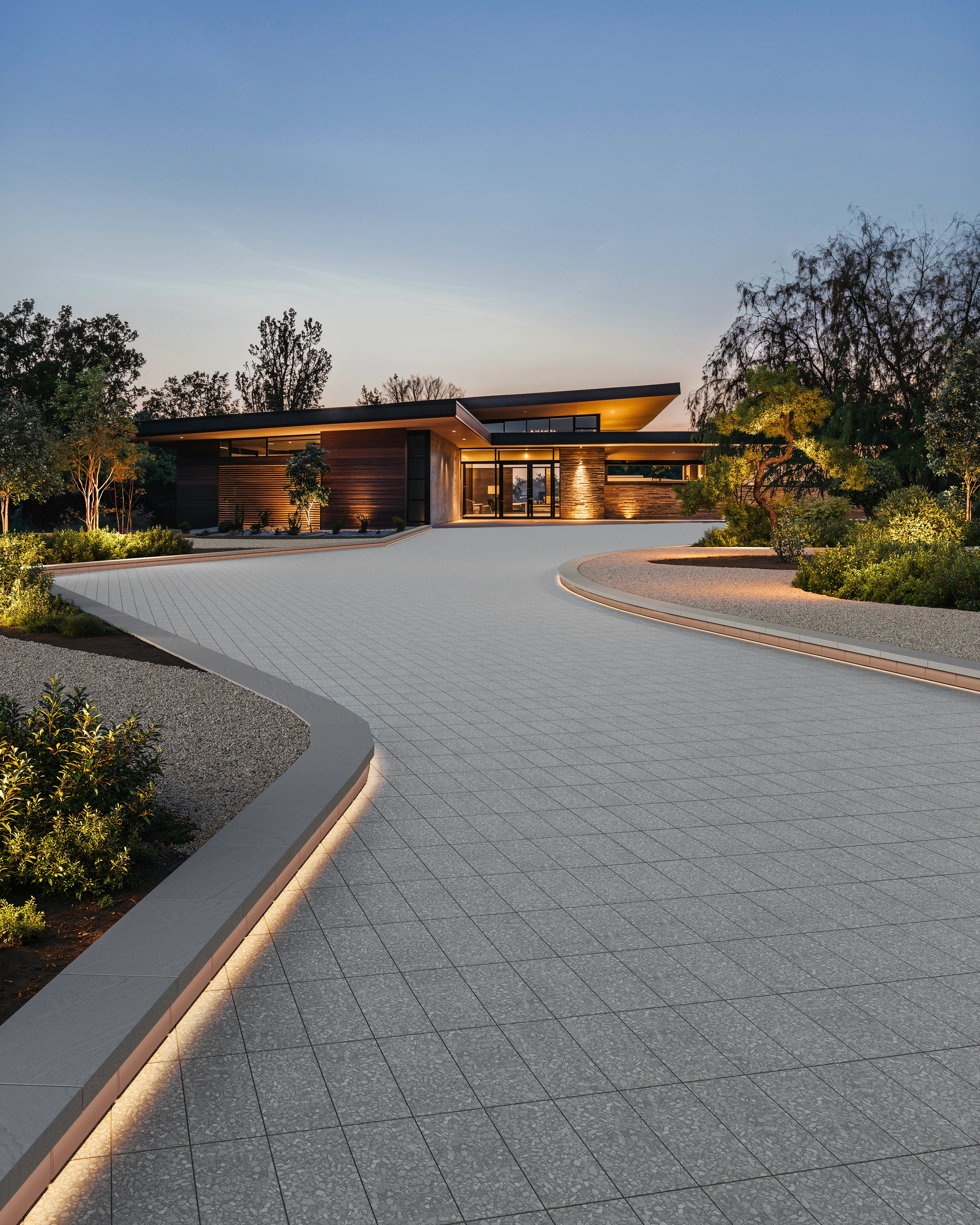 Finished driveway installation by Universal Landscaping