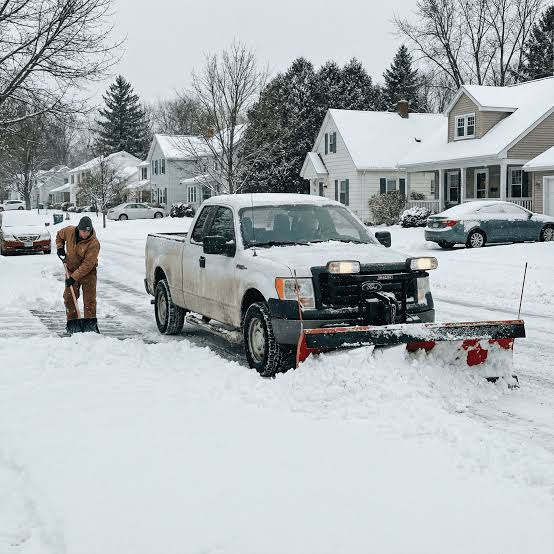 Cleared winter driveway by Universal Landscaping